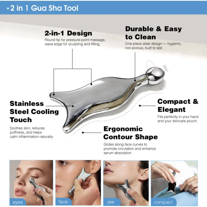 St Future 2 in 1 Gua Sha Metal Massage Tool
