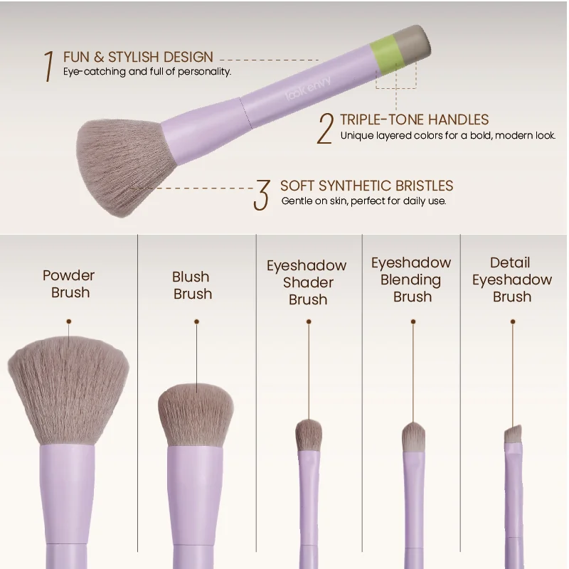 St Future Tricolor Pop 5-Piece Soft Makeup Brush Set