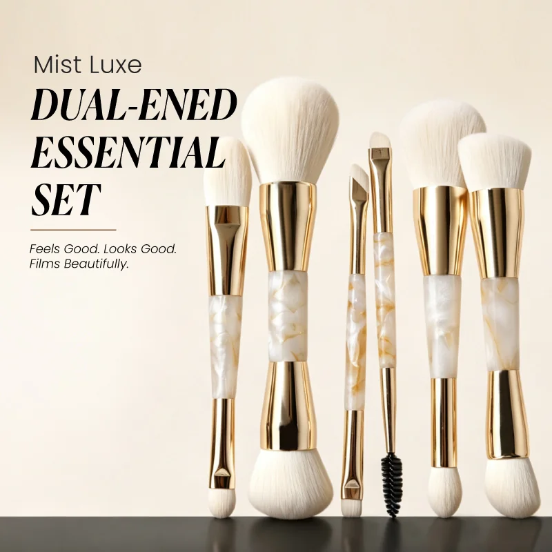 St Future Juego de brochas de maquillaje de doble punta Mist Luxe