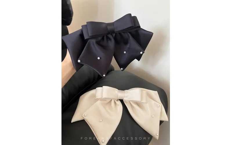 St Future Pearl-Accent Satin Bow Hair Clip