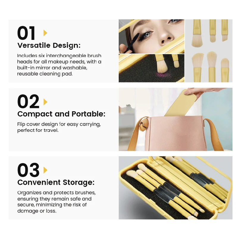 St Future On The Go 6-in-1 Portable Flip-Top Mirror Brush Set With Case