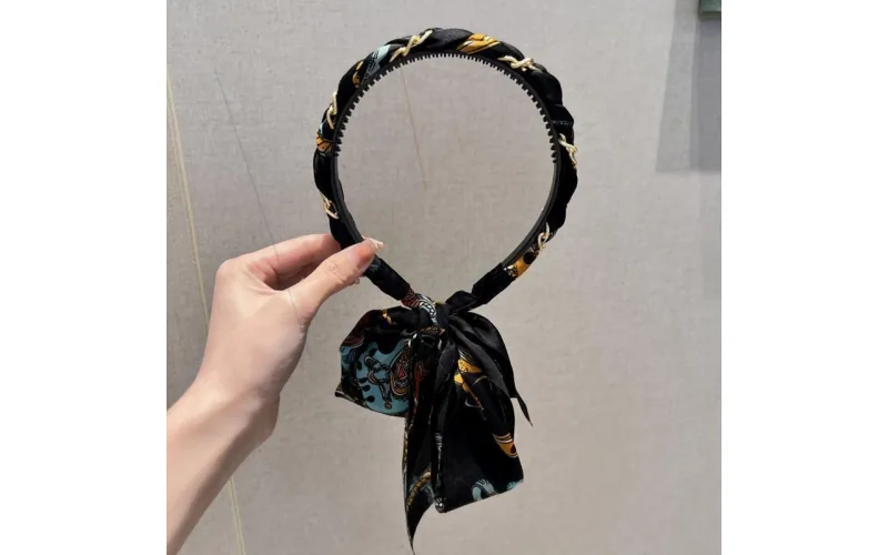 St Future Colección francés Satin Scarf-Bow Headband