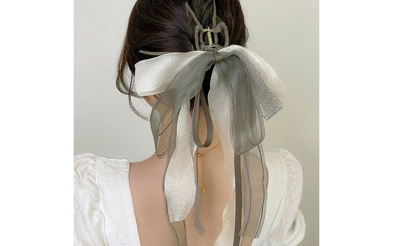 French Sheer-Mesh Bow Hair Clip Collection