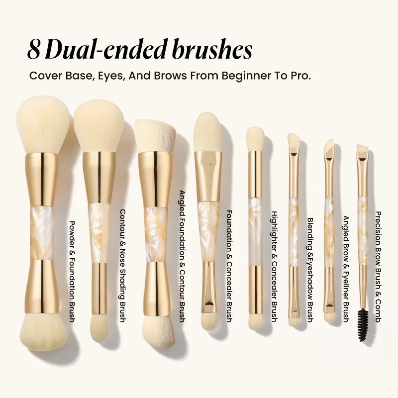 St Future Juego de brochas de maquillaje de doble punta Mist Luxe
