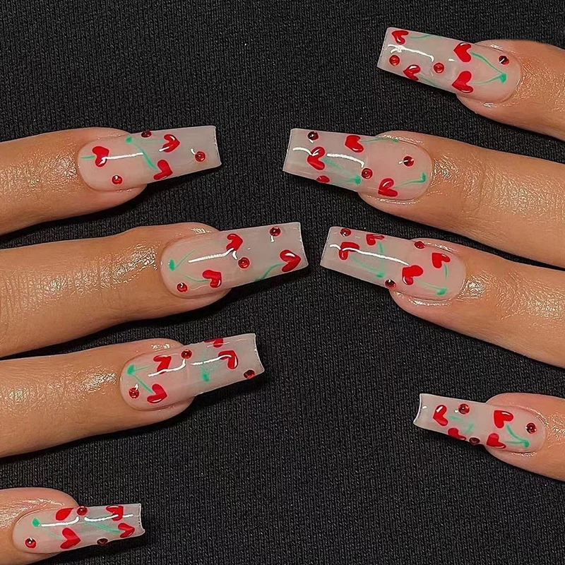St Future Red & White Valentine Nail Art Press-On Nails