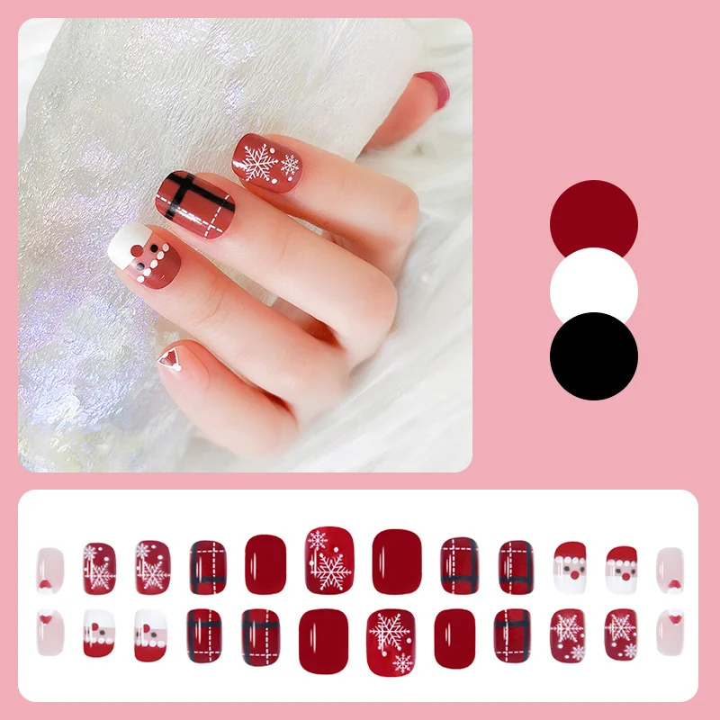 St Future Red & Nude Christmas Press-On Nails