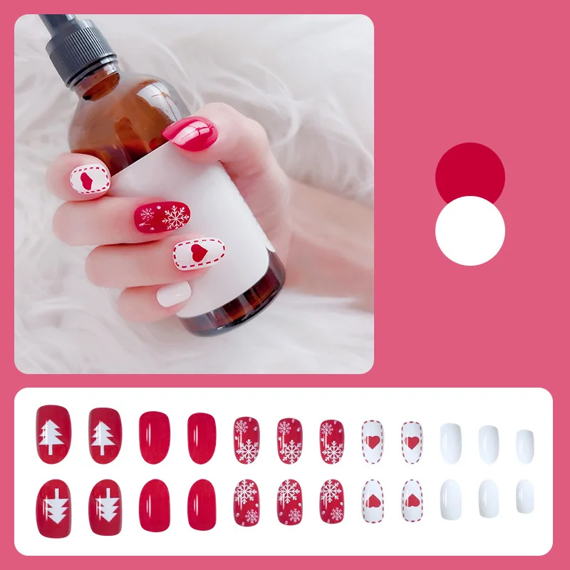 St Future Red & Nude Christmas Press-On Nails