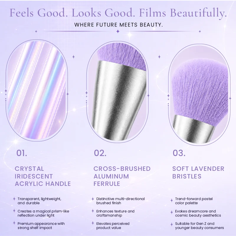 St Future Collection de pinceaux de maquillage célestes gravés au laser