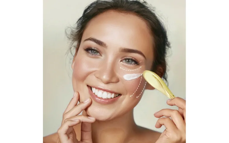St Future Masajeador de metal Herramienta para masaje de ojos Herramienta para masaje de ojos Espátula de crema Herramienta de masaje facial de metal Herramienta de masaje facial de metal Rodillo de masaje de ojos Rodillo de masaje de ojos Latón Guasha Rose Quartz Eye Ma