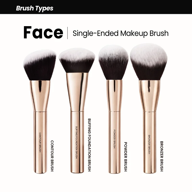 St Future Collection de pinceaux de maquillage à double extrémité entièrement en aluminium