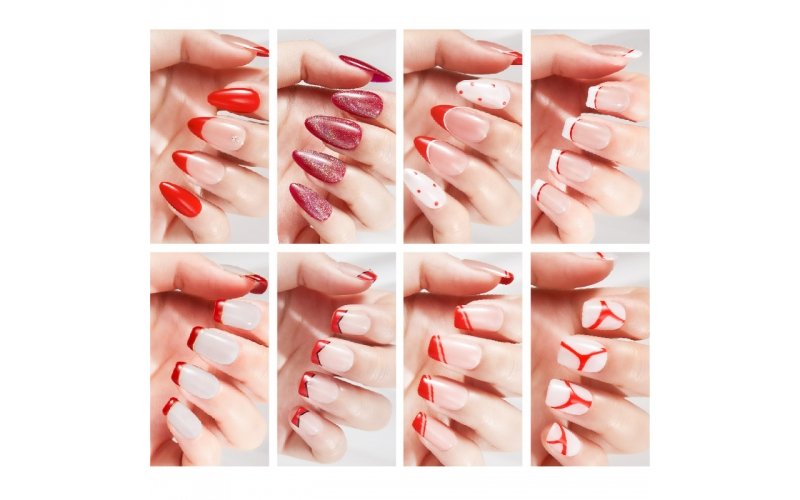Luxury Red Mixed-Design Press-On Nails