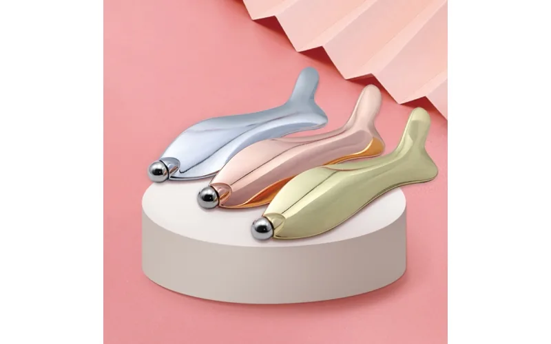 St Future Masajeador de metal Herramienta para masaje de ojos Herramienta para masaje de ojos Espátula de crema Herramienta de masaje facial de metal Herramienta de masaje facial de metal Rodillo de masaje de ojos Rodillo de masaje de ojos Latón Guasha Rose Quartz Eye Ma