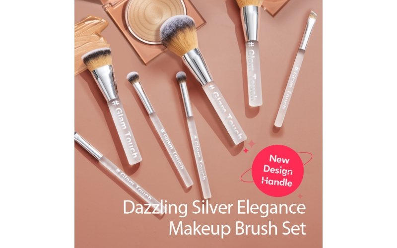 Dazzling Silver Makeup Brush Set