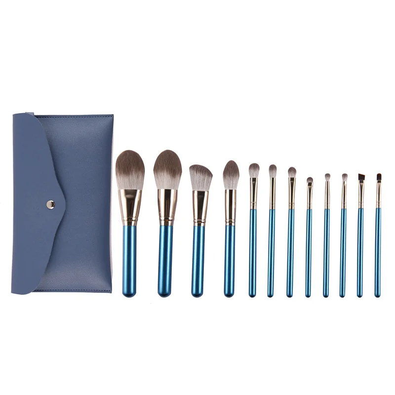St Future Collection de pinceaux de maquillage bleu irisé