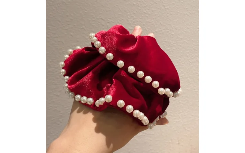 St Future Pearl-Trim Mesh Bow Scrunchie Collection
