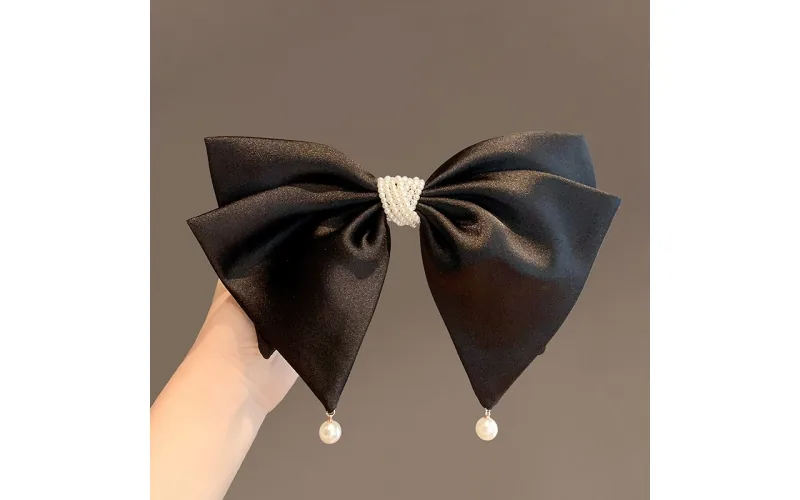 St Future Collection Clip de printemps Satin & Pearl Bow