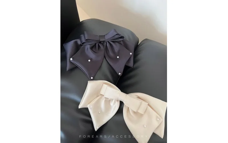 St Future Pearl-Accent Satin Bow Hair Clip