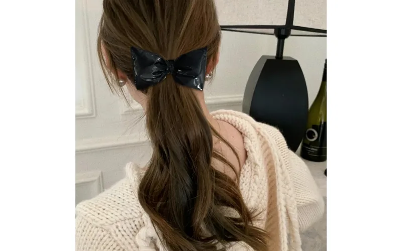 St Future Black Satin Bow Headband & Clip Collection