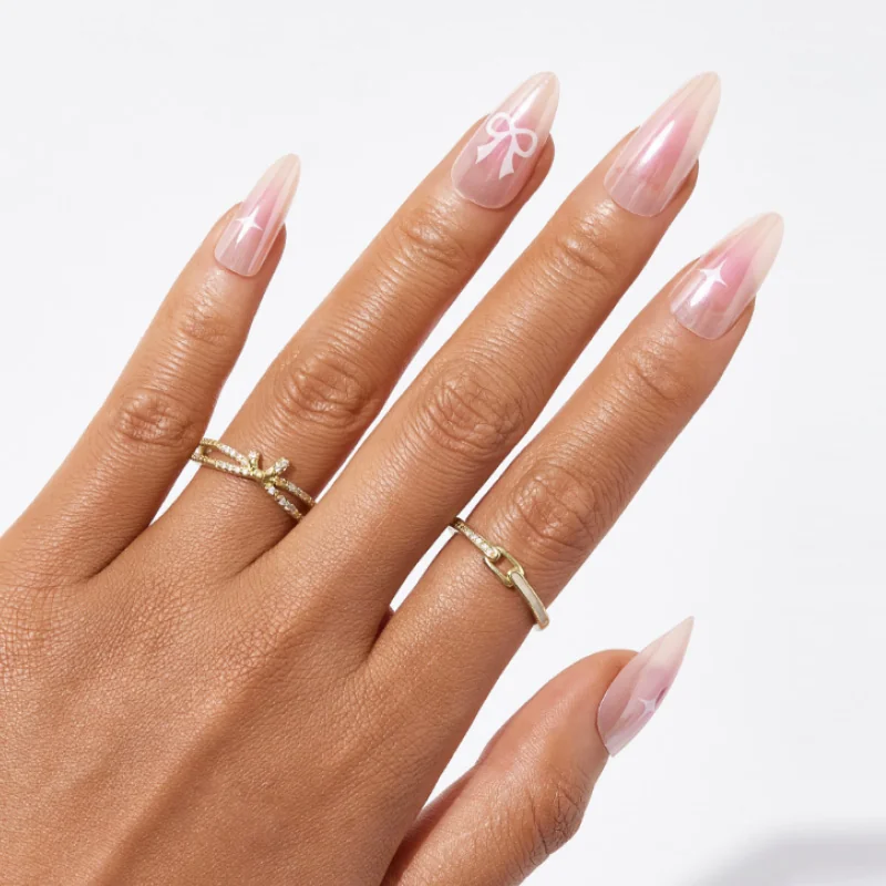 St Future Romantic Charm Bow Press-On Nails