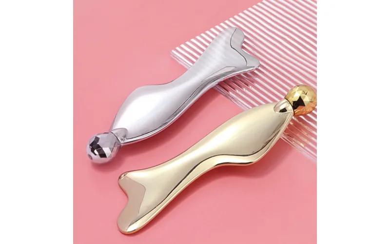 St Future Masajeador de metal Herramienta para masaje de ojos Herramienta para masaje de ojos Espátula de crema Herramienta de masaje facial de metal Herramienta de masaje facial de metal Rodillo de masaje de ojos Rodillo de masaje de ojos Latón Guasha Rose Quartz Eye Ma