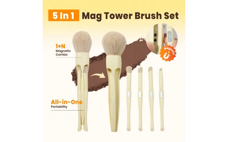 St Future Colección de brochas de maquillaje modulares magnéticas todo en uno