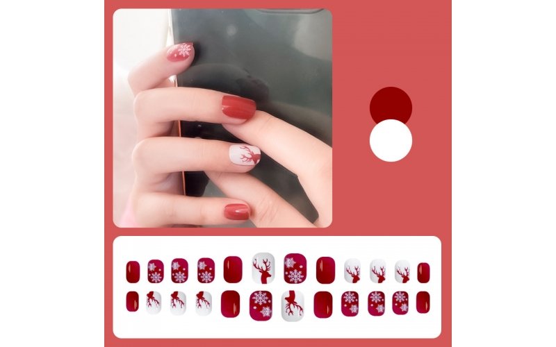 Red & Nude Christmas Press-On Nails