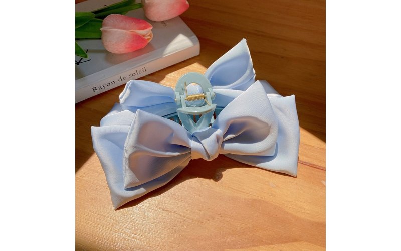 Layered Satin Bow Claw Clip
