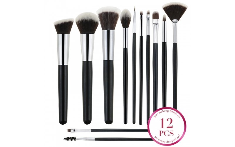Juego de brochas de maquillaje básico de 12 piezas