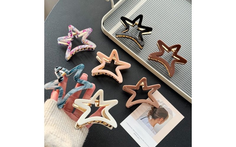 Nearly Unbreakable Acetate Star Claw Clip Collection