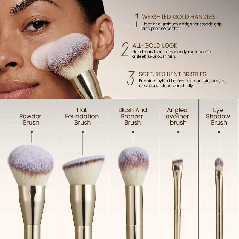 St Future Gilded Precision 5-Piece Luxury Makeup Brush Set