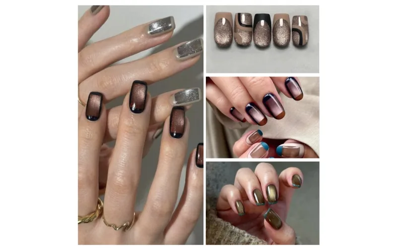 St Future French Geometric Cat-Eye Press-On Nails
