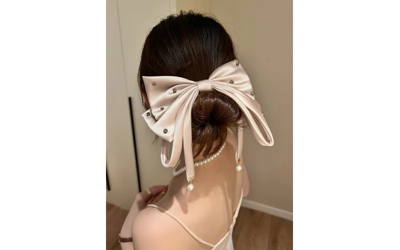 St Future Rhinestone-Accent Satin Bow Hair Clip