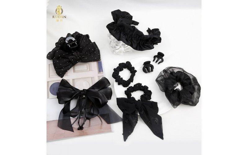 French Vintage Black Lace Hair Accessory Collection