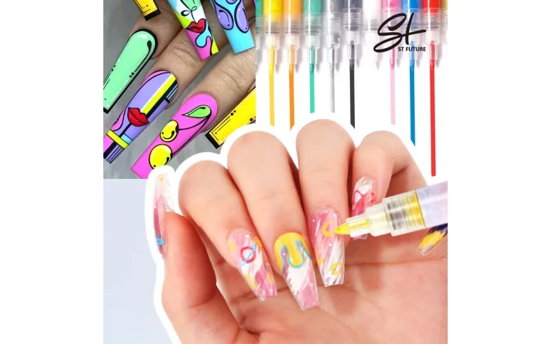 NAILART GRAFFITI PEN colorful Nail Art Graffiti Pen METALLIC Nail…