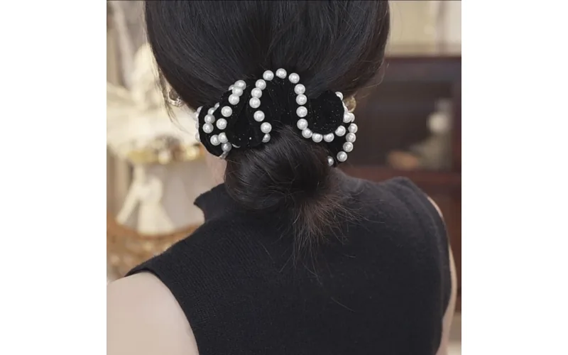 St Future Pearl-Trim Mesh Bow Scrunchie Collection