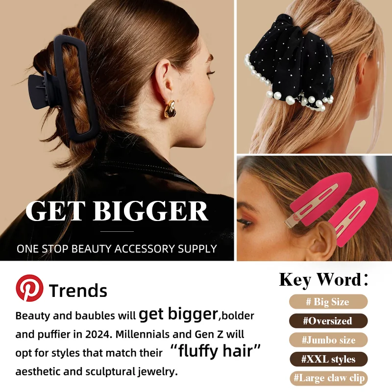 St Future Collection d'accessoires pour cheveux surdimensionnés : griffes, épingles à cheveux et chapelures