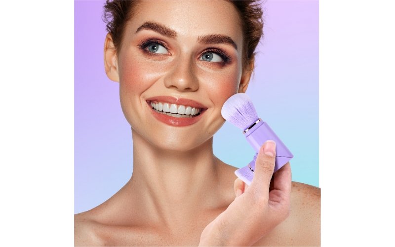 Pinceau de maquillage cube rétractable 2 en 1