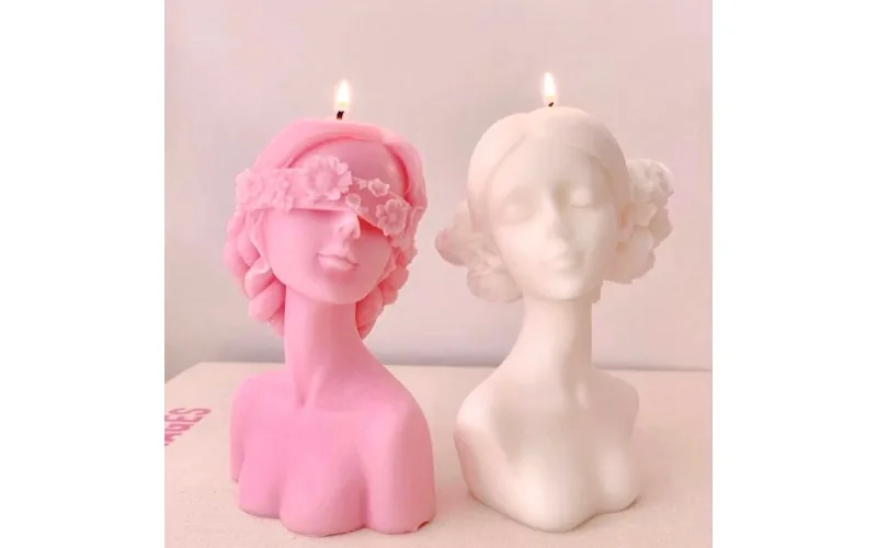 Cover eyes woman candle