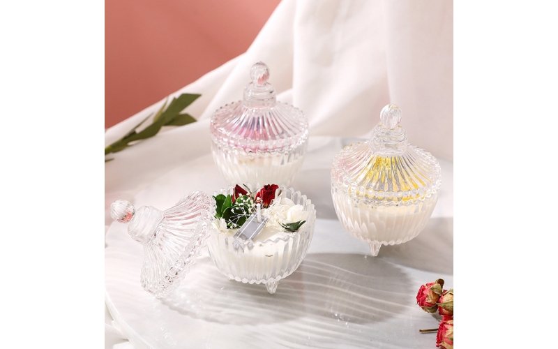 Scented candles with dry flowers