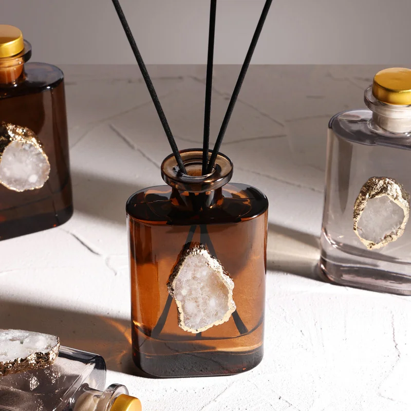 Amber glass bottle reed diffuser set