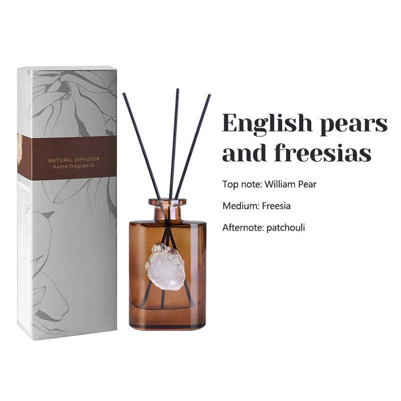Amber glass bottle reed diffuser set