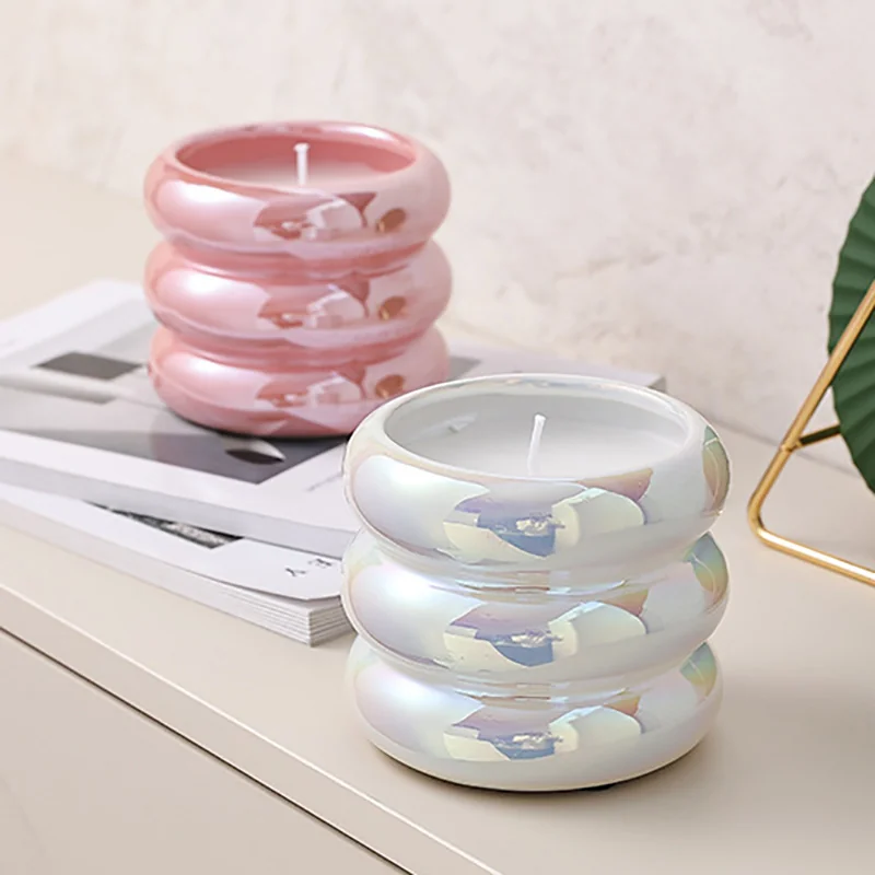 Bubble ribbed glass soy candles