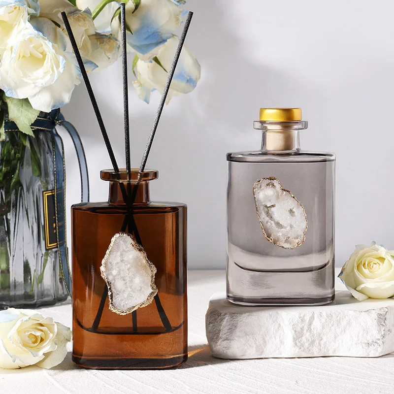 Amber glass bottle reed diffuser set