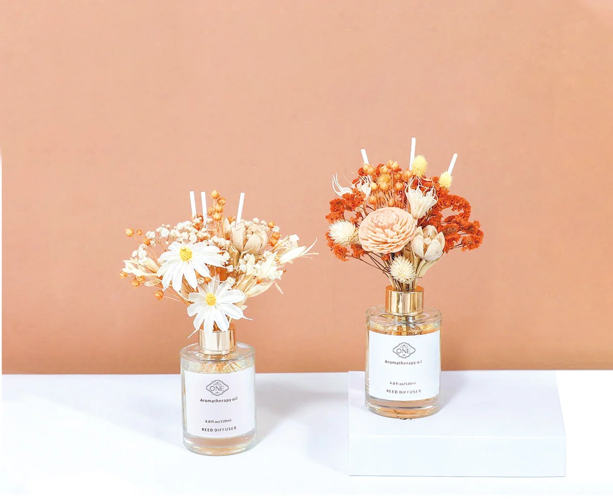 Dried flower reed diffuser set