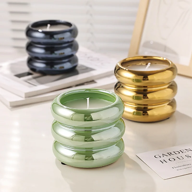 Bubble ribbed glass soy candles