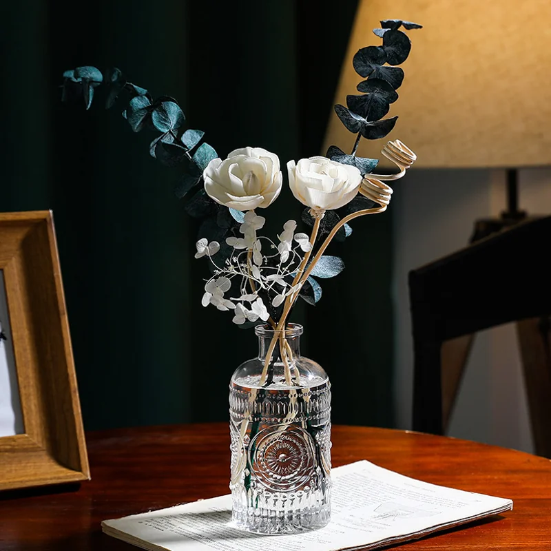 Difusor de mimbre de flores preservadas con varilla de ratán
