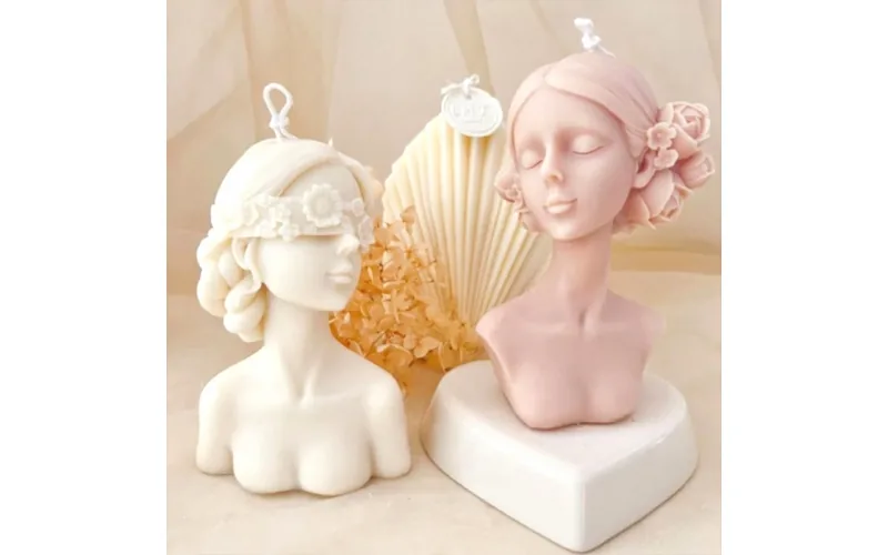 Cover eyes woman candle