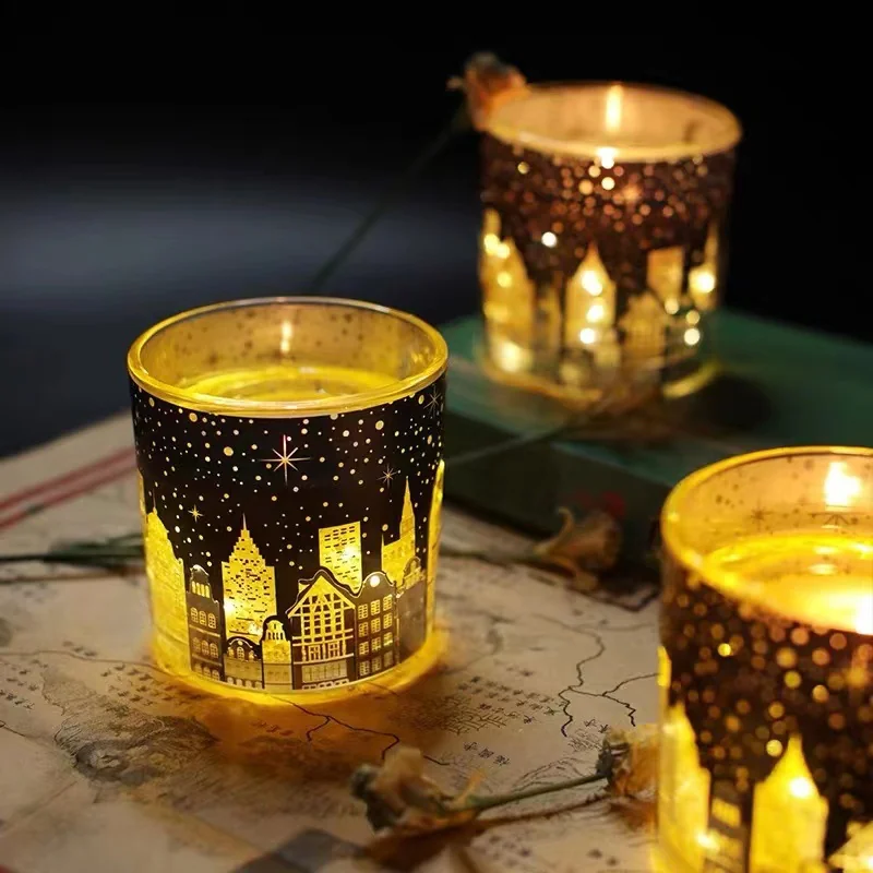 Tarro de vela con luz LED navideña