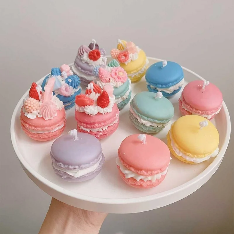 Macaron shape candle