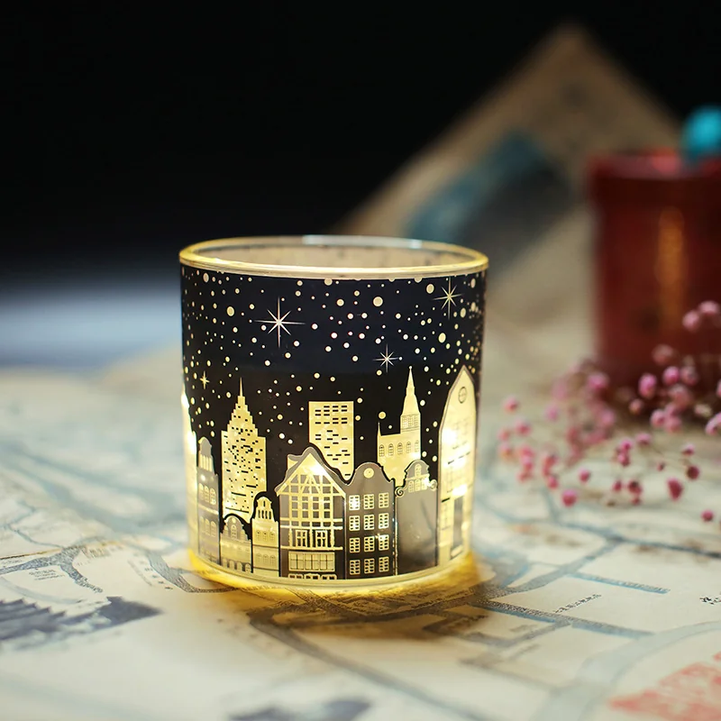 Tarro de vela con luz LED navideña